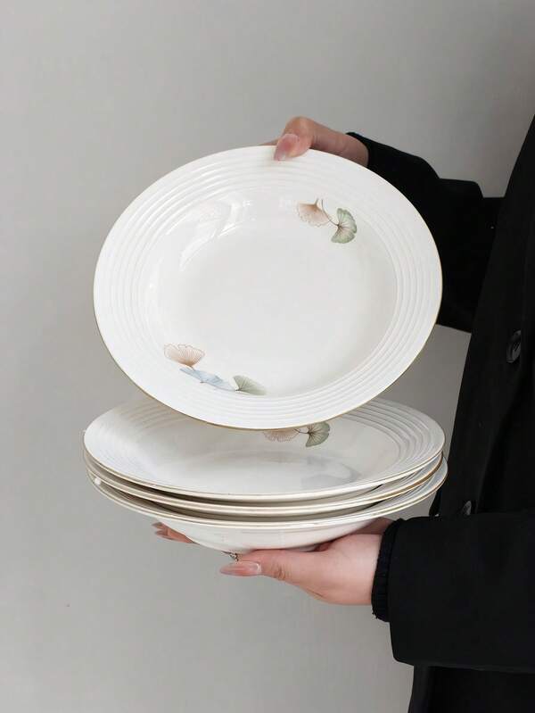 1个高品质陶瓷盘，独特的银杏叶图案，适用于盛放蛋糕、糕点、早餐、下午茶、牛排、意面，家庭和餐厅均可使用。
