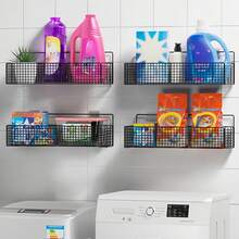 1/2/3件套浴室收纳架，防水整理架，浴室马桶盥洗台用品洗衣机侧边收纳架 - 黑色 - 查看 6