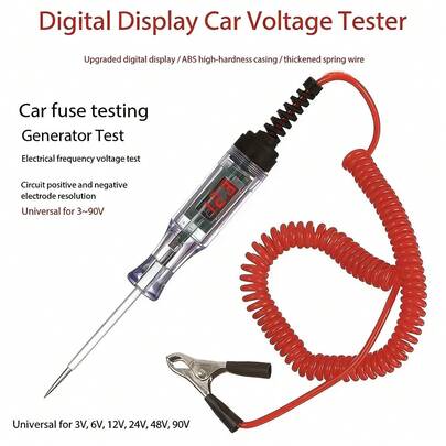 מנורת בדיקת LED לתיקון רכב, מעגלים, נתיכים וחשמל, תצוגה דיגיטלית