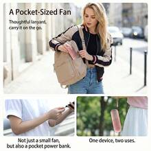 Ventilador eléctrico pequeño de mano para mujeres, batería recargable, alta velocidad de viento, ventilador de carga silencioso para exteriores, compacto y portátil para viajes al aire libre - rosa - Ver 9