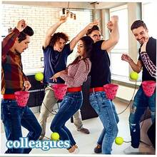 4件套旋转球游戏套装，旋转水桶游戏，多人互动游戏，适合训练手眼协调能力，趣味派对游戏，敏捷性训练，适用于圣诞节、情人节、节日聚会、户外活动、家庭娱乐、公司团建——无需电源，独特的精美小礼物和单人派对礼品 - 彩色 - 查看 5