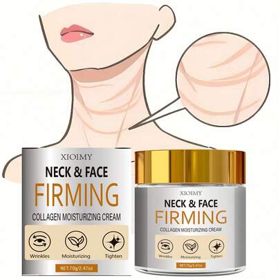 Xioimy 胶原蛋白面部及颈部紧致霜 - 针对皱纹、鱼尾纹和法令纹，天然配方，适合所有肤质，每日使用，紧致呵护，颈部紧致霜，面部护理，胶原蛋白增生霜