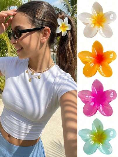 1-2pcs Ombre Flower Large Hair Claw Clips For Women, Sweet Unique, Fashionable Elegant, Delicate. Suitable For Daily Use, Holidays, Parties