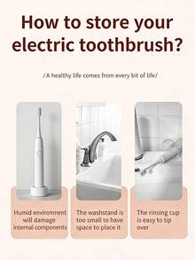 壁挂式电动牙刷架：现代浴室牙科用品收纳架 - 彩色 - 查看 3