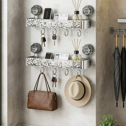 Organizador de ganchos con ventosa multifunción, estante con ventosa para colgar utensilios de cocina, espátulas, cucharones, rejilla de escurrido