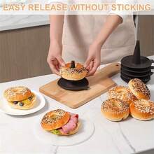 1/3/6PCS Cetakan Kue Bagel Silikon, Alat Pembuat Donat Silikon, Cetakan Pembentuk Bagel untuk Oven Rumah, Desain Jaring Bernapas. Bentuk Pilar Kerucut, Mudah Membentuk Adonan, Pengoperasian Sederhana, Anti Lengket, Dapat Digunakan di Oven dan Pengukus. Dengan Pegangan Samping untuk Penanganan Mudah, Penyimpanan yang Dapat Ditumpuk untuk Menghemat Ruang Dapur - View 8
