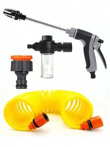 带喷枪的花园软管、洗车软管、可伸缩卷管、水枪、灌溉软管 - 适用于家庭庭院高压洗车，防缠绕设计 - B - 查看 17