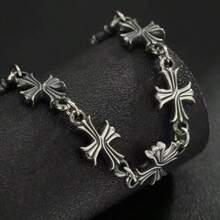 1PC Personalized Punk Style Men's Jewelry Set, Hip Hop Cross Necklace Bracelet, Also Suitable For Women's Y2K Accessories - Silver - View 7