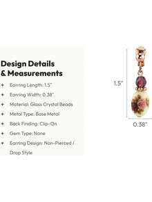 Pendientes colgantes y con gota de flor con cuentas de cristal púrpura rosa 1928 Jewelry, 44294909 - Morado - Ver 5