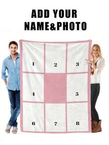 1pc Custom Photo Blanket, Personalized Flannel Blanket With Photo And Text, Office Nap Blanket, Comfortable Blanket, Mother's Day/Father's Day Gift For Parents, Bedding Blanket, Customized Text Blanket, Personalized Home Blanket, Customized Name Blanket, Personalized Family Blanket With Picture And Text, Customized Throw Blanket,Sofa Bed - Multicolor - View 13
