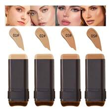 2-Piece Set Of Foundation Stick + Gold-Plated Brush - Waterproof, Sweat-Proof, Matte Effect, Foldable Double-Head Design, Equipped With Paste Brush Head, Suitable For Daily Commuting, Dating, Stage Performance, Photography And Travel - Cream Color Is Also An Excellent Choice For Easter Gifts - 9380+9374+Gilded Brush - View 7
