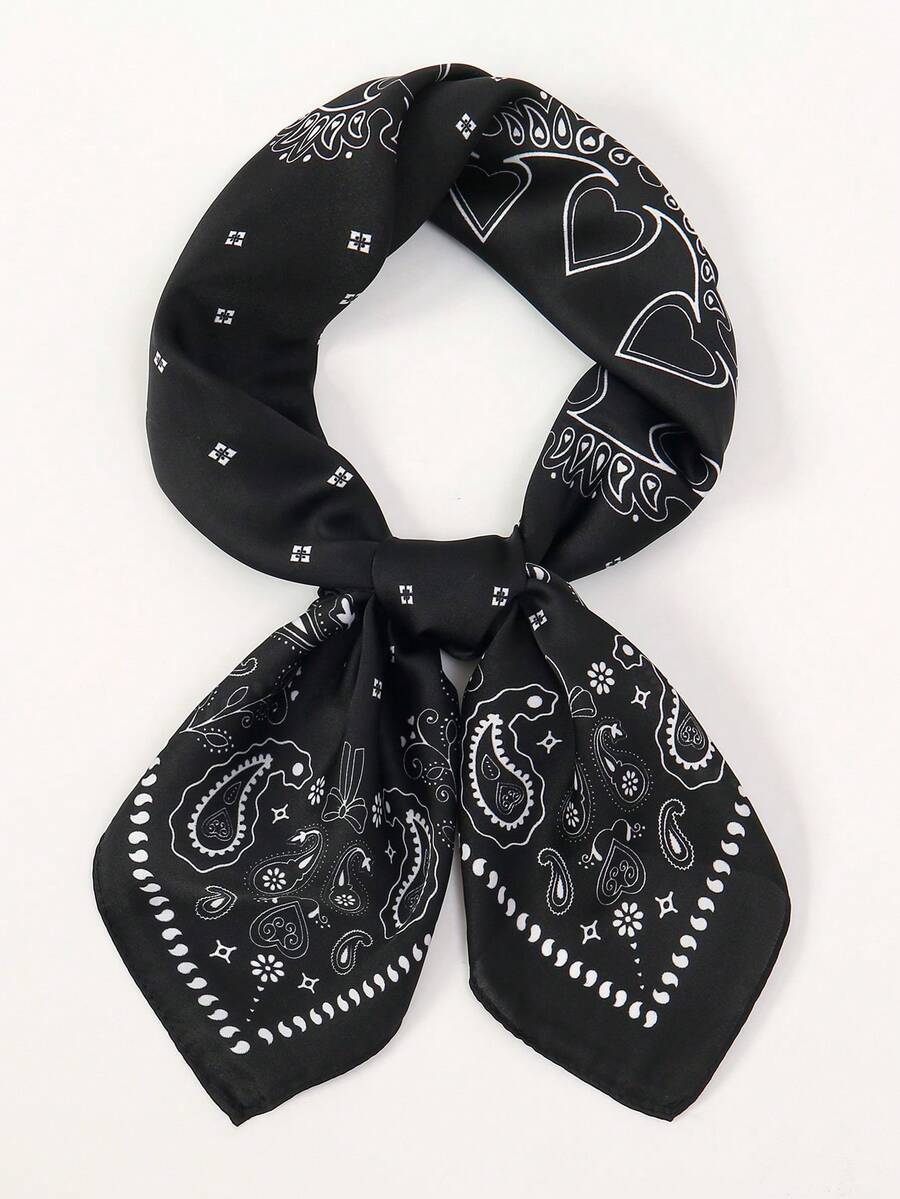 1pc Women's Bandana Scarf, Cashew Print, Silky Fabric Head Wrap, Neck Scarf, Suitable For Daily Use - Multicolor - View 1