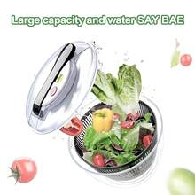 1pc, 3L Capacity Kitchen Gadget Set, Includes Fruit Filter, Vegetable Washer & Dryer, Salad Spinner, Fruit Basket, Fruit Skimmer, Lettuce Dryer, Strainer, Drying Rack, Kitchen Tools, Practical Kitchen Utensils, Easy One-Hand Press Cover - 3L - View 6