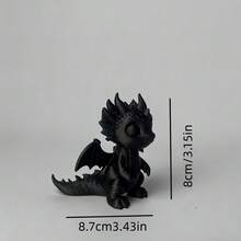 1 pieza Decoración coleccionable de dragón miniatura realista, adecuado para Navidad, Halloween y otras decoraciones del hogar para días festivos, se puede usar en interiores y exteriores, en estanterías, repisas, etc. - Negro - Ver 5