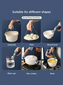 1/3件套厨房耐热硅胶隔热垫，不锈钢碗夹，多功能耐热隔热垫，防滑厨房硅胶夹，适用于碗、盘子、锅具 - 彩色 - 查看 6