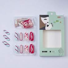 [Free Shipping]Wearable Short Nail Art Stickers, Detachable, Simple Gradient Solid Color Nude Color Student Nail Stickers - Hồng - Xem 3