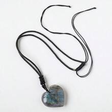 1 chiếc mặt dây chuyền đá quý tự nhiên màu đen Tourmaline Labradorite chưa qua xử lý, trang sức thạch anh dành cho nữ, quà tặng cho phái nữ - Mặt dây chuyền pha lê - Xem 8