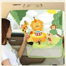 1pc Car Window Curtain With Net Pocket, Suction Cup Sunshade, Heat Insulation, Anti-UV Car Window Curtain - Mesh Suction Cup Style - View 2