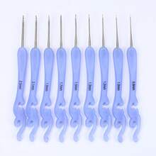 9支装软塑料柄钩针套装，0.8毫米-2.5毫米符合人体工学的防滑编织针，光滑金属钩针，适用于阿米格鲁米玩偶、蕾丝工艺品，适合初学者和经验丰富的钩针编织者 - 9PC - 查看 13