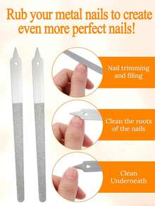 4PCS Convenient Household Stainless Steel Double-Sided Emery Polishing Strip Nail File Polishing Strip - A Special Tool For Manicure And Nail Repair(2/1pc) - Multicolor - View 3