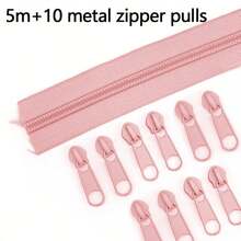 1 Set = 5m Zipper + 10pcs Metal Zipper Pulls, Colorful Nylon #3 Zipper With 10pcs Matching Metal Zipper Pulls, Suitable For Garments, Textiles, Bags - 5m Zipper + 10pcs Metal Zipper Pulls - View 14