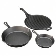 Heavy-Duty 4-Piece Pre-Seasoned Cast Iron Cookware Set, Durable Skillet & Griddle Combo For Kitchen, Camping & Grilling - Default - View 6
