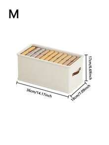 1/2pcs Beige Fabric Collapsible Undergarment Storage Box, Oxfod Cloth Drawer Style Clothes Organizer Box, Household Clothing Shelves Storage For Jeans, Sweaters - Beige - View 13