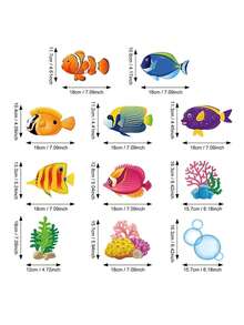 11件熱帶魚吊掛旋轉天花板裝飾，水下派對裝飾，包含亮銀色水母、貝殼、海星、珍珠、吊掛小魚裝飾，適用於新娘派對、洗禮派對、水下世界派對裝飾、美人魚貝殼圖案吊掛裝飾、生日派對、夏季主題派對 - 多色 - 查看 9