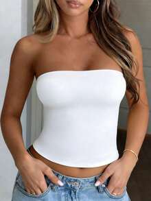 Áo croptop không tay gợi cảm dành cho nữ GAOVOT, kiểu dáng Y2K cổ vuông, thoải mái và đa năng cho mùa hè, màu trắng. - trắng - Xem 10