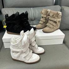 Nuove Scarpe Da Donna Alte 2026 Con Tacco Interno Rialzante, Sneakers Basse Casual In Tinta. Scarpe Alte Firmate Per Donna Per Tutte Le Stagioni, Scarpe Sportive Casual Aderenti, Versatili Scarpe Bianche Con Spessa Suola Nera. Rialzo Interno Del Tacco Di 7 Cm, Stivaletti Da Donna, Modelli Alti Per Taglie Petite. - 卡其色 - 查看 3