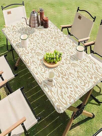 1pc Fashionable American-Style Printed Outdoor Tablecloth, Polyester Waterproof Tablecloth Suitable For Restaurant, Cafe, Outdoor Picnic, Garden Table Decor, Spring/Summer