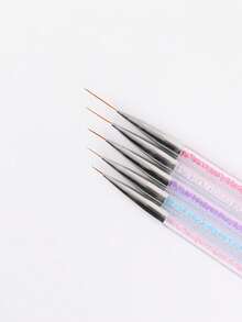 5 Packs Dual-Ended Nail Art Brushes, Crystal Handle Nail Liner & Dotting Pens For Fine Lines, French Tips, Dotting & Decorative Nail Designs - Ideal For Salon & DIY Manicure - Multicolor - View 6