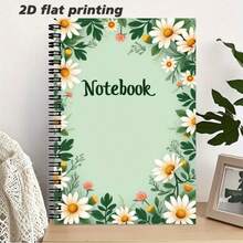 A5尺寸清新花卉图案螺旋装订笔记本，简约而不失优雅，柔和的绿色封面点缀着盛开的雏菊和缤纷的花朵，散发着浓郁的文学气息。无论是记录每日灵感、撰写笔记还是规划日程，这款笔记本都是理想之选，为您的书写时光增添一抹自然之美。 - B - 查看 4