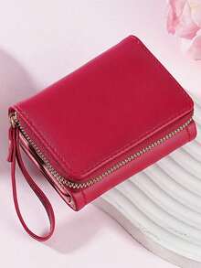 Women Short Zipper Tri-Fold Wallet With Butterfly Metal Decor Fashion New Multi-Card Slot Handheld Coin Purse Wallet Purse Wallet Mini Wallet Small Wallet - màu đen - Xem 2