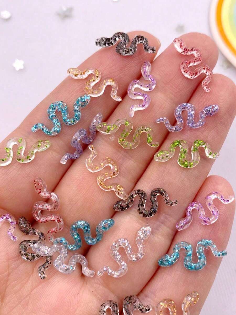 50/100/200pcs Mini Realistic Snake Models, Colorful Resin Animal Figurines Collectible Toys, DIY Decoration Material Set, Party Wedding Scene Decor (Mixed Colors) - Multicolor - View 1