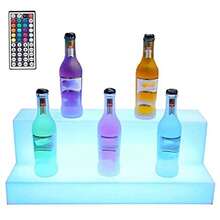 Estante para Botellas Iluminado para Barra Estante para licores con luz LED de 2 Niveles estantes iluminados para Bebidas para el hogar Estante para vinos Independiente con Cont - 60*21*17 cm - Ver 2