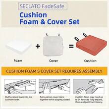 Cojines para silla de patio 24 x 24 pulgadas impermeables para muebles de patio resistentes a la decoloración jardín sofá silla almohadillas para orejas con asa y correas ajustables - Especias - Ver 7