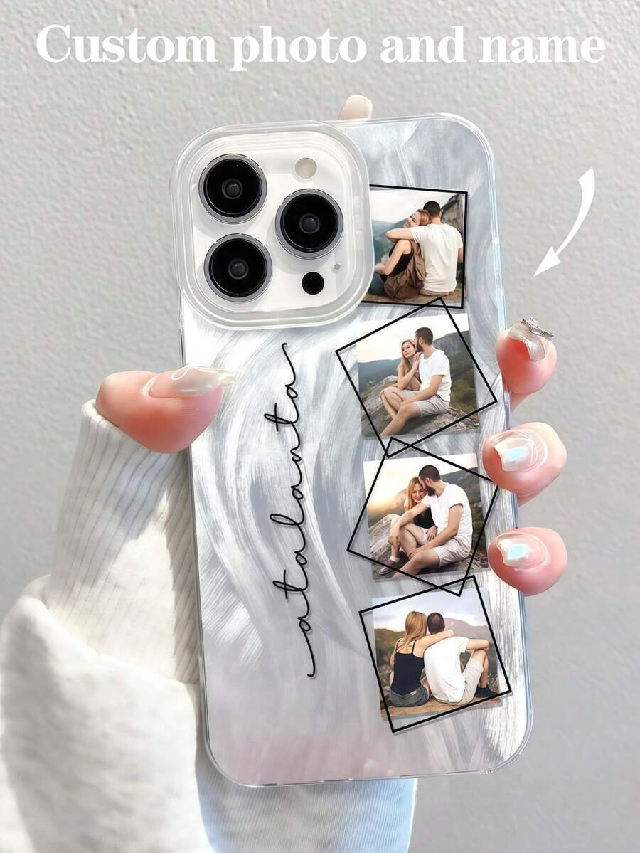 Ốp điện thoại tự thiết kế theo yêu cầu với 4 hình ảnh nhỏ và chữ, tên cá nhân hóa, thiết kế chữ cái, tương thích với iPhone 17, 16, 15, 14, 13, 12, 11, 17 Pro Max, 17 Air, S26, S25, S23, S22, S24 Ultra, A17, A07, A16, A15 và các dòng điện thoại khác. Chất liệu TPU chống sốc và chống bám vân tay, bao phủ toàn diện. Món quà lý tưởng cho cá nhân, người yêu, Halloween, Giáng sinh, Năm mới, Ngày của Mẹ, Ngày của Cha, gia đình, bạn bè, người thân, sinh nhật, kỷ niệm. - Màu Xám nhạt - Xem 1