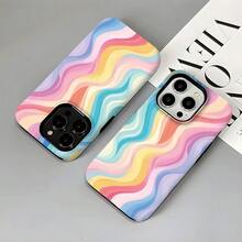 Phone Case - Vibrant And Wavy Distinctive Design, Stylish And Modern 2-In-1 Protective Case, Rugged Dual-Layer Construction For Durability And Drop Resistance, Compatible With IPhone 17, 16, 15, 14, 13, 12, 11, Galaxy - White - View 4