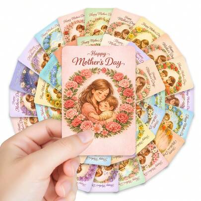 36 tarjetas de felicitación del Día de la Madre con ilustraciones florales en acuarela. Ilustraciones con tema de familia cálida, tarjetas de regalo festivas. El regalo perfecto para la madre.