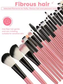 24PCS Makeup Tools Set Including:22PCS Makeup Brush Set+2PCS Triangle Powder Puffs,All-In-One & Beginner-Friendly | Travel-Ready & Gift-Ready | Perfect For Newbies/Her - Multicolor - View 3