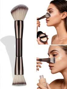 7pcs Multifunctional Double-Ended Makeup Brushes Set, Including Foundation Brush, Powder Brush, Blush Brush, Concealer Brush, Contour Brush, Suitable For Women - Coffee Brown - View 5
