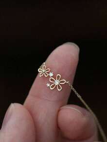 1 chiếc dây chuyền mặt dây hình hoa rỗng tối giản bằng bạc Sterling S925 đính đá Zirconia, món quà trang sức đa năng dành cho phụ nữ, bạn gái, quà sinh nhật. - Hoa rỗng ruột 1 - Xem 2