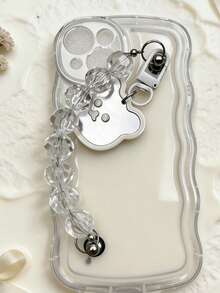 Cute Bear Chain Compatible With Apple 15 Apple 14promax Phone Case 12 New 17 Transparent - Clear - View 3