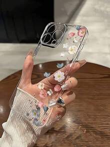 1 Piece Colorful Half Flower Personalized Pattern All-Inclusive Transparent TPU Phone Protective Case For IPhone 11 12 13 14 15 16Promax Xr 78Plus For Series,International Version, Not The Domestic Version - Multicolor - View 2