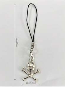 1 chiếc móc khóa điện thoại hình đầu lâu độc đáo, phù hợp với điện thoại thông minh, cũng có thể dùng để treo USB, tai nghe, túi xách. - Bạc - Xem 6