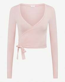 CSB Ballet Wrap Top - Elegant Long Sleeve Ribbed Activewear | Viral 2026 Women's Balletcore Luxury Gym Wear | Chic Cross-Over Yoga Cardigan | Comfortable Soft Performance Workout Top | Authentic Crop Shop Boutique Apparel - 臉紅 - 查看 7
