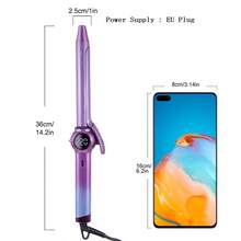 HATTEKER 1pc European Plug Curling Iron, Home Hair Curler, Bangs Curling Styling Tool - Purple - View 2