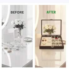 Small Wooden Ring And Earring Organizer Box Case Display Case With HD Glass Lid Velvet Lining Organizer For Women Rings Earrings Bracelets Brooches Compact Size Jewelry Box For Traveling - 紫丁香色 - 查看 7