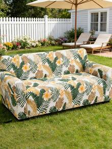 1pc Plant Pattern Printed Sofa Cover (Including 1pc Pillow Case), Dust-Proof, Dirt-Resistant, Elastic Full Coverage Sofa Protector, Living Room Home Decor, Fits 1/2/3/4 Seater Sofa, All Season, Machine Washable - Green - View 7